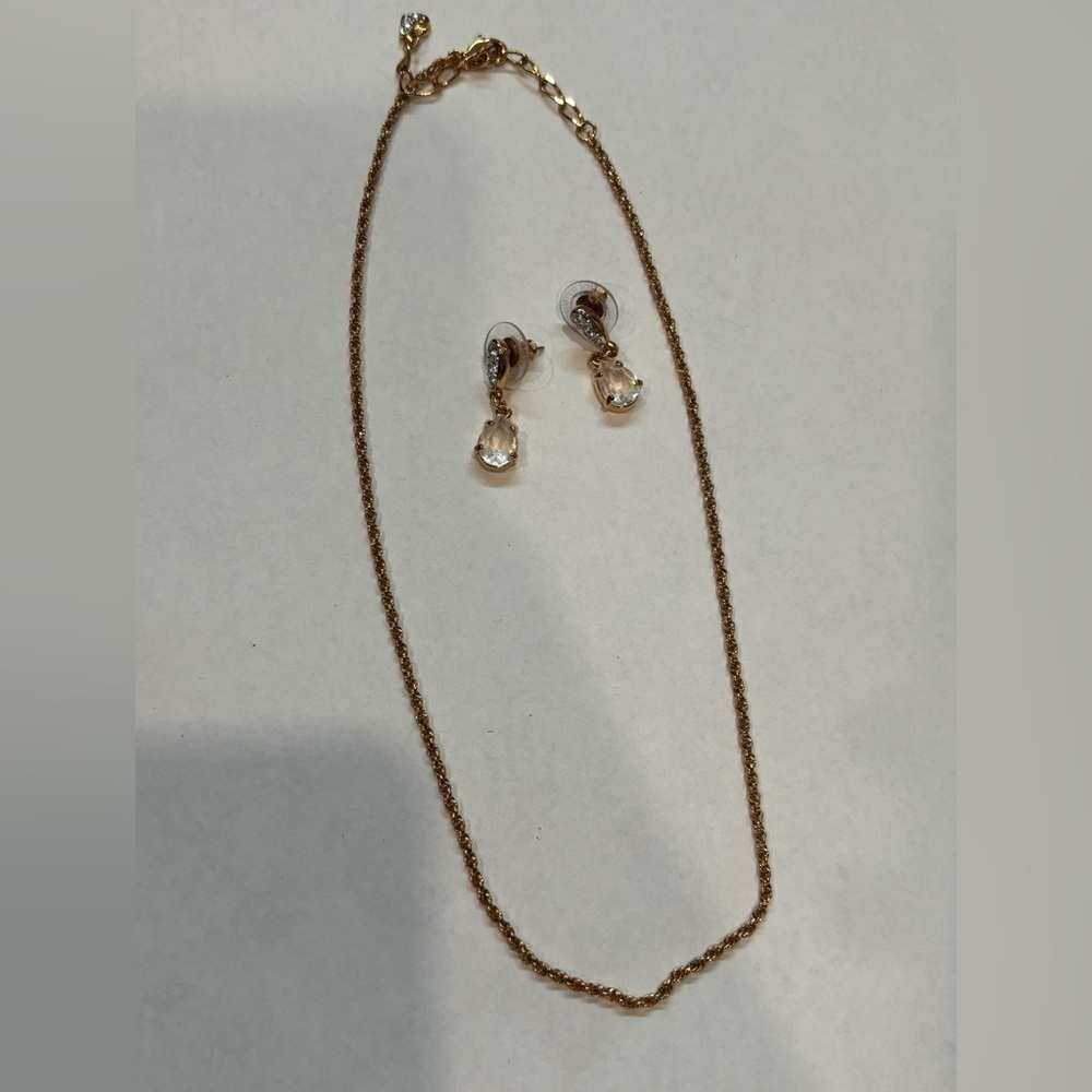 Swarovski Gold Necklace and Earring Set